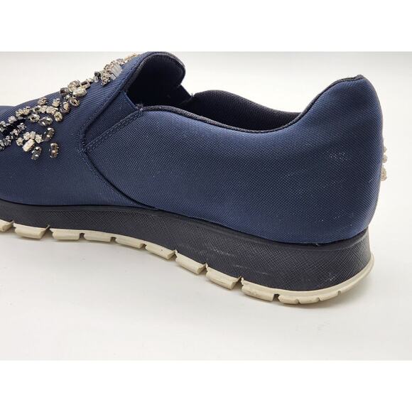 Prada Neoprene Crystal Slip On Blue Sneakers Size 41 - Picture 13 of 16